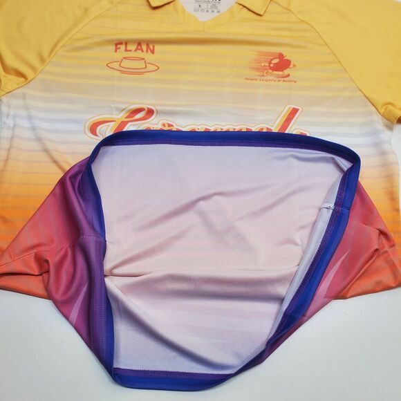 FLAN LABS Caramel Sunset Soccer Jersey Mens L Short Sleeve Graphic Print NWOT - Picture 7 of 11